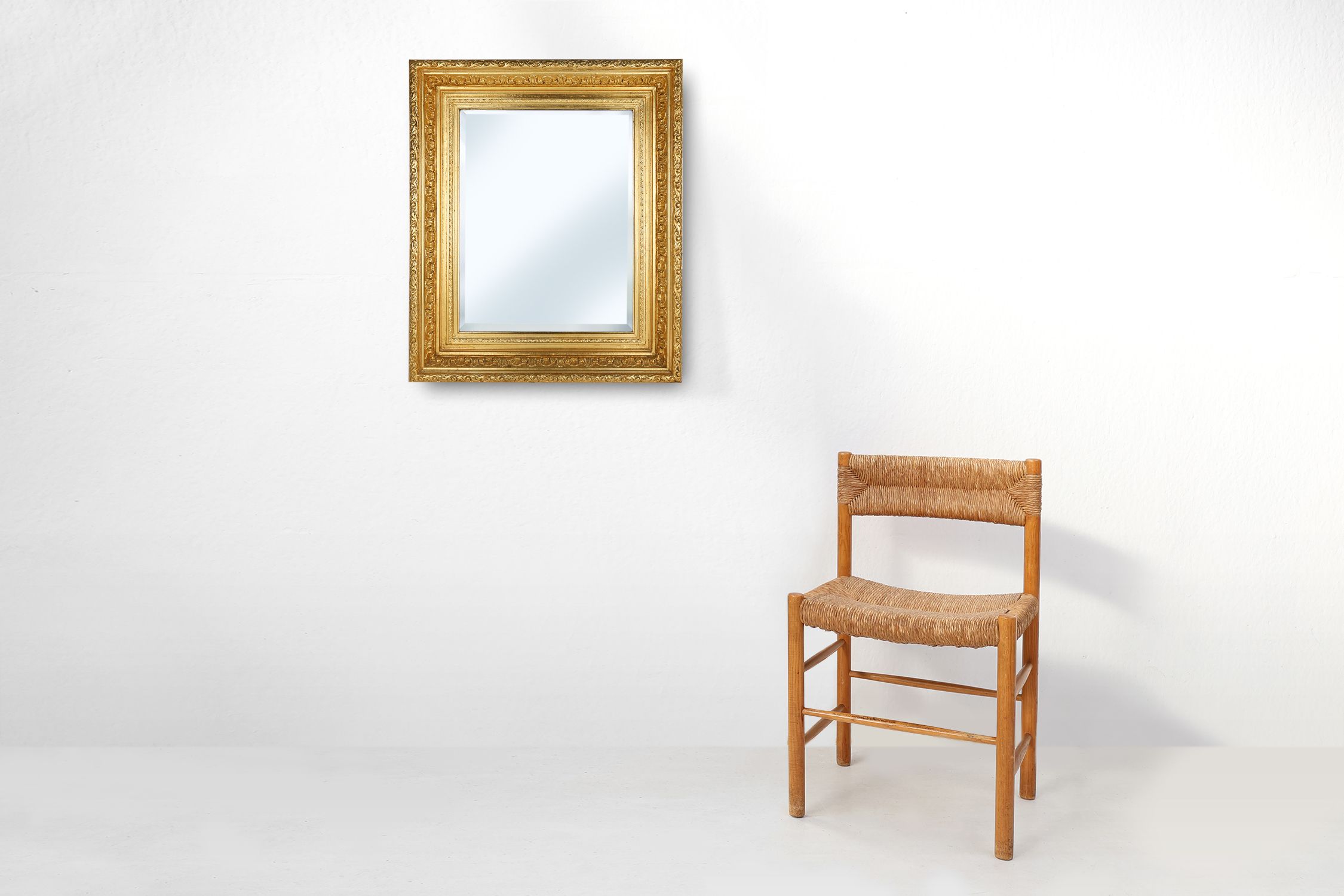 Baroque gilt facet cut wall mirror in wood, France 1850thumbnail